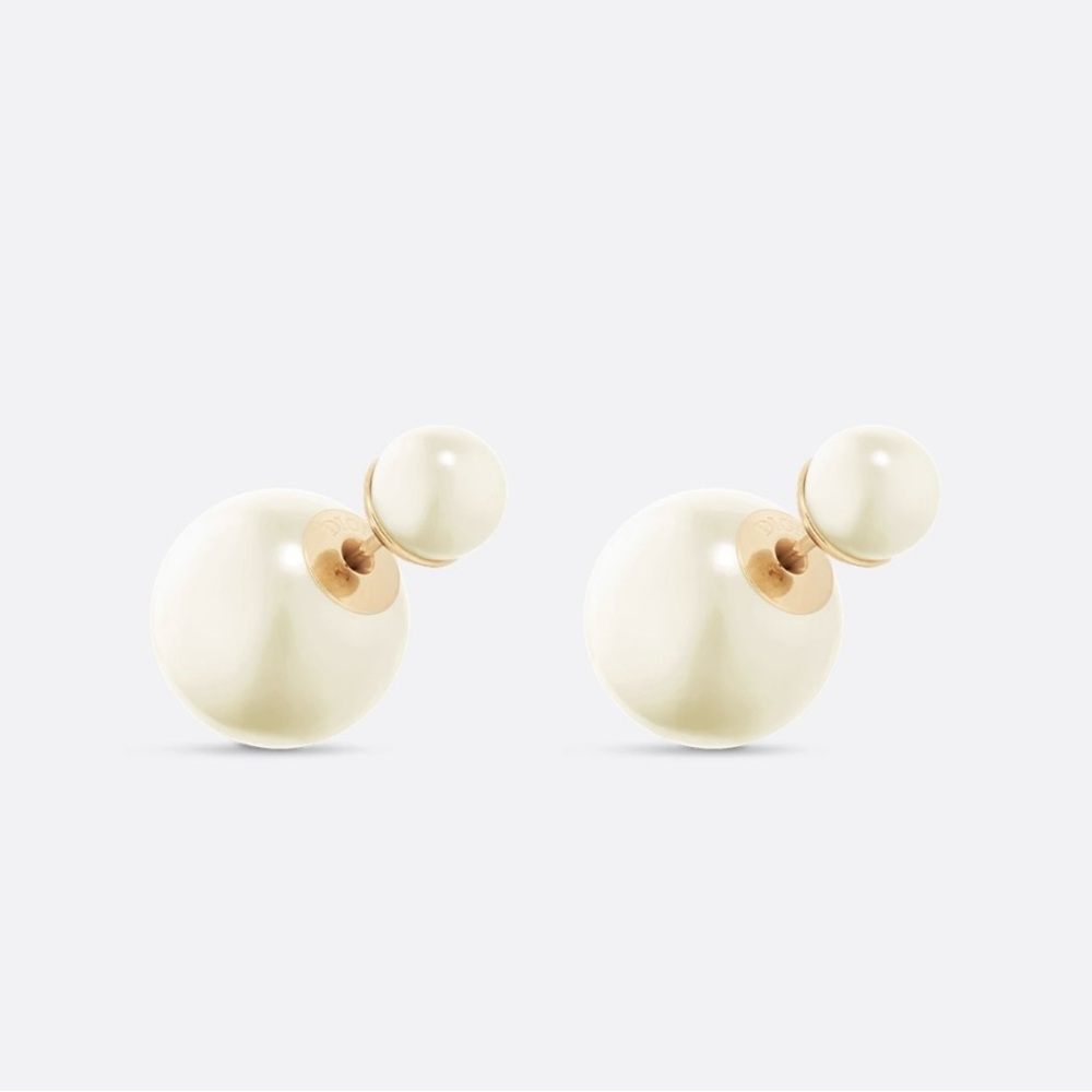 Dior Cream and Gold Pearl Earrings